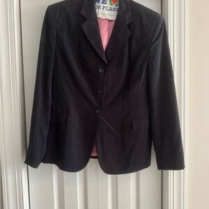 Navy Blue and Pink Plaid Wellington Collection Show Coat